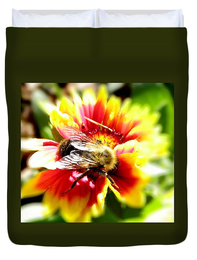 Bee Duvet Cover featuring the photograph Diving In by Kim Galluzzo