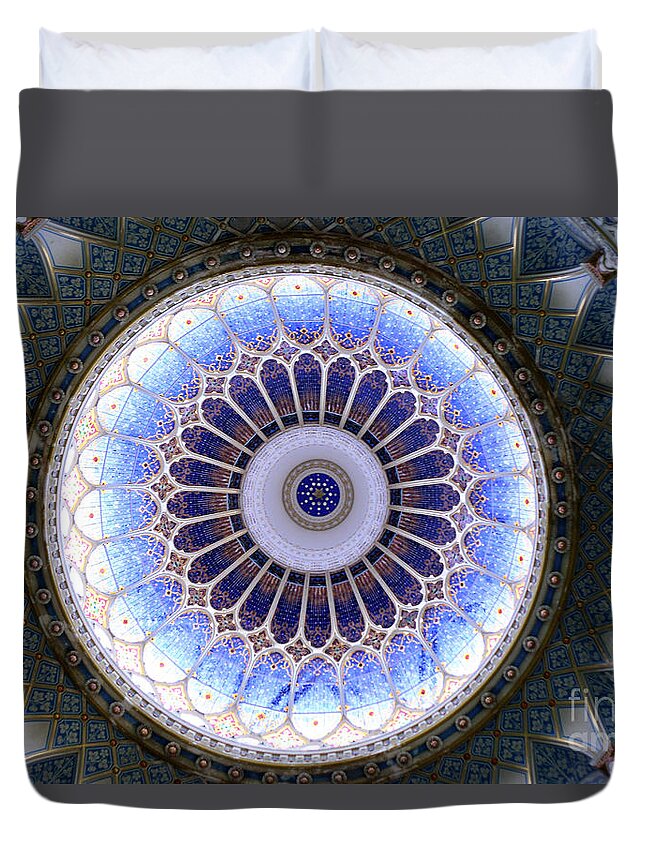 Stained Glass Duvet Cover featuring the photograph Dome by Milena Boeva