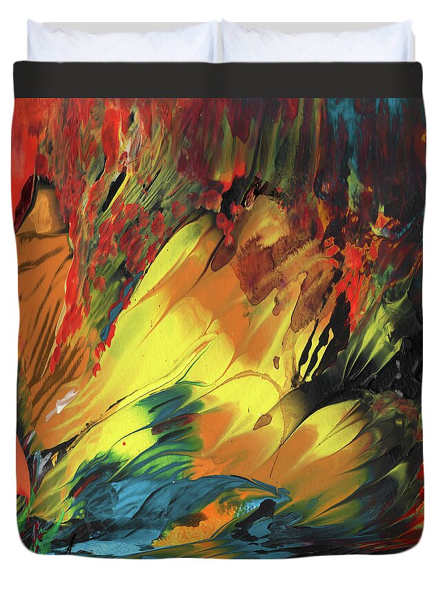 Abstract Duvet Cover featuring the painting Dreaming of Tahiti by Miki De Goodaboom
