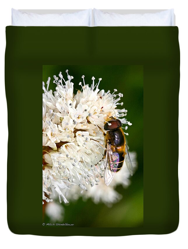 Drone Fly Duvet Cover featuring the photograph Drone Fly by Mitch Shindelbower