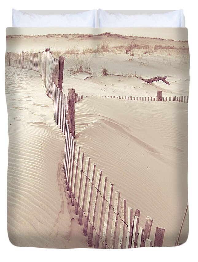 Fence Duvet Cover featuring the photograph Dunes On The Cape by Trish Tritz
