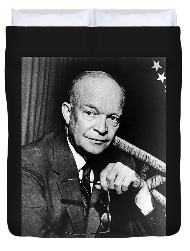 dwight Eisenhower Duvet Cover featuring the photograph Dwight D Eisenhower - President of the United States of America by International Images