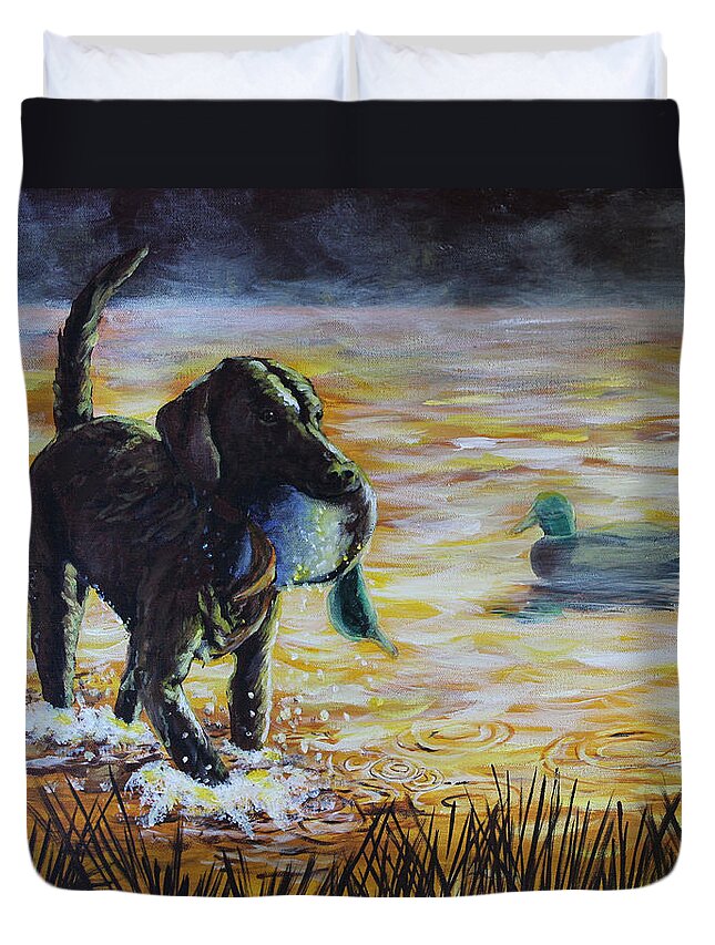 Sunrise Duvet Cover featuring the painting Early Morning's Light by Karl Wagner