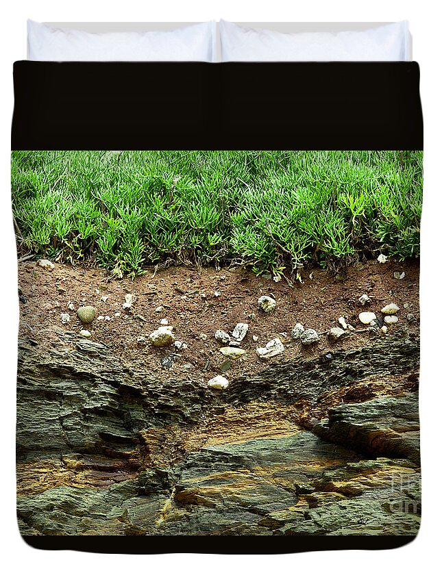 Earth Layers Duvet Cover featuring the photograph Earth cross section by Simon Bratt