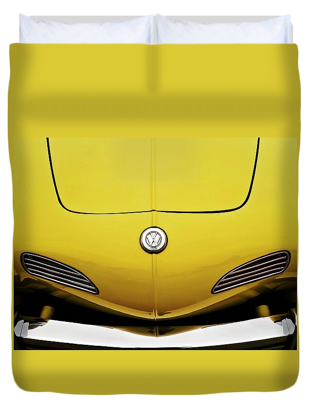 Volkswagen Duvet Cover featuring the digital art Electric Karmann by Douglas Pittman
