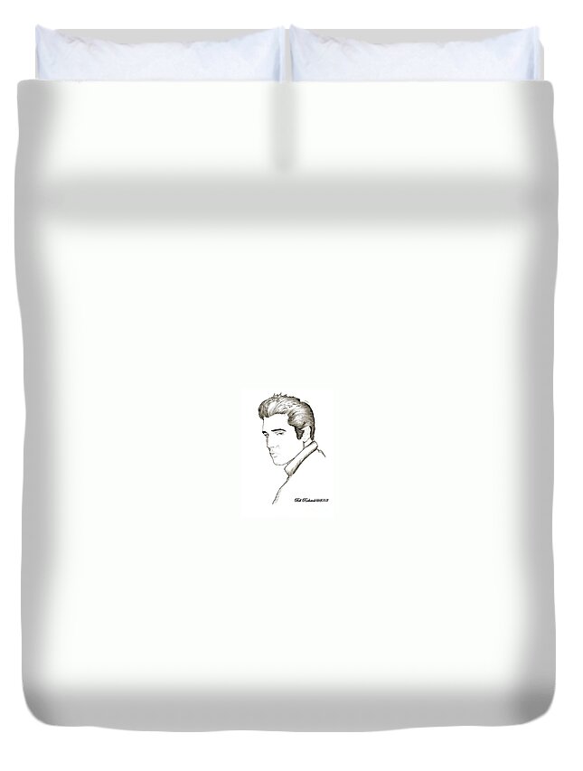 Pen Duvet Cover featuring the drawing Elvis by Bill Richards