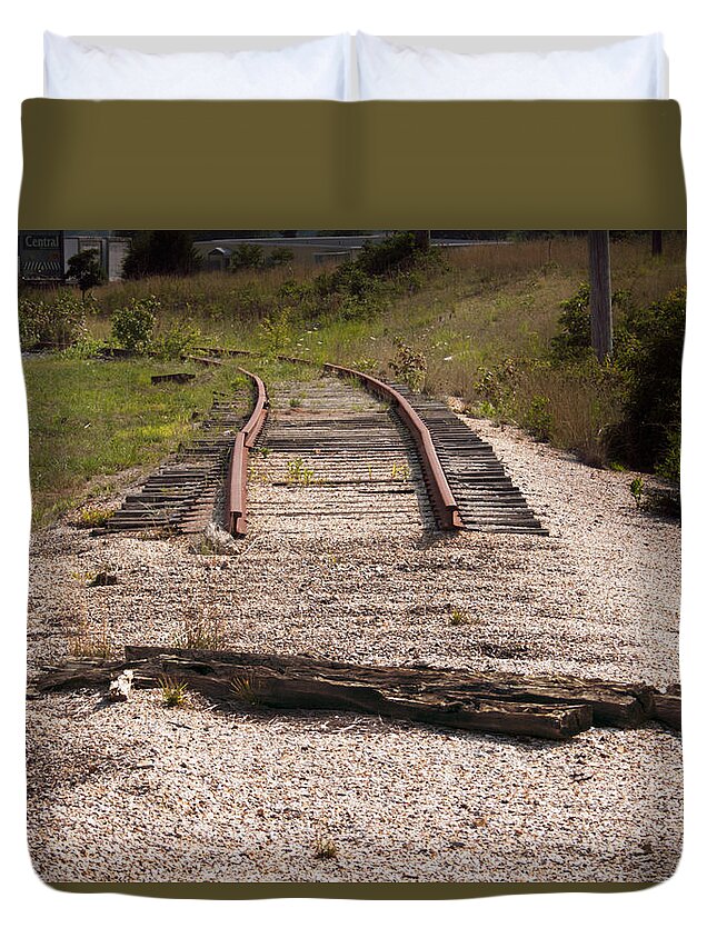 Train Duvet Cover featuring the photograph End of the Line by Grant Groberg