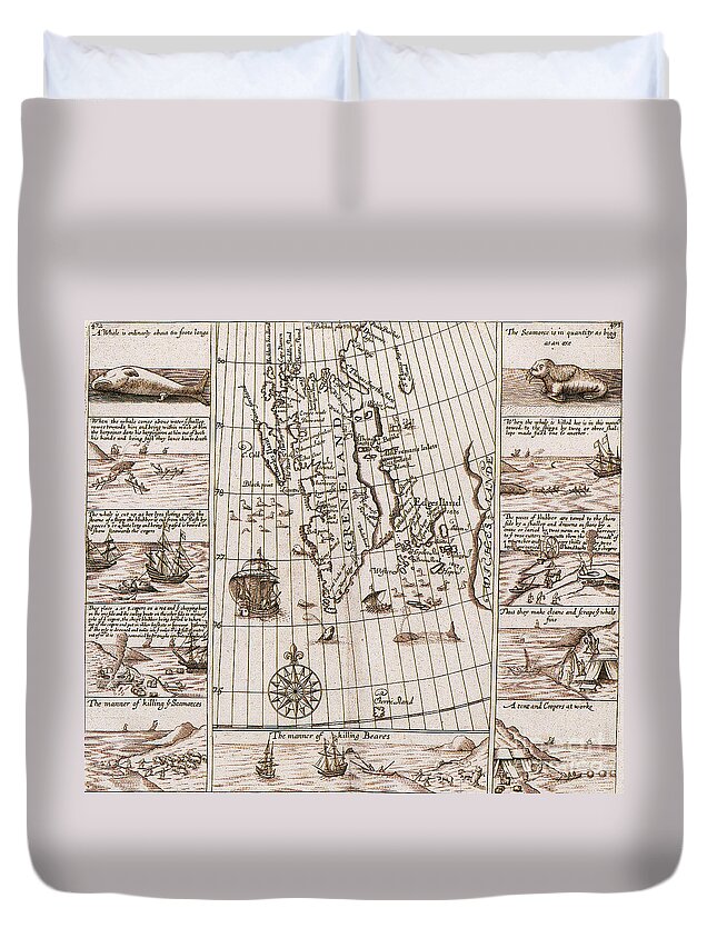 Cartography Duvet Cover featuring the photograph Engraving Of Maritime Industries, 17th by Science Source