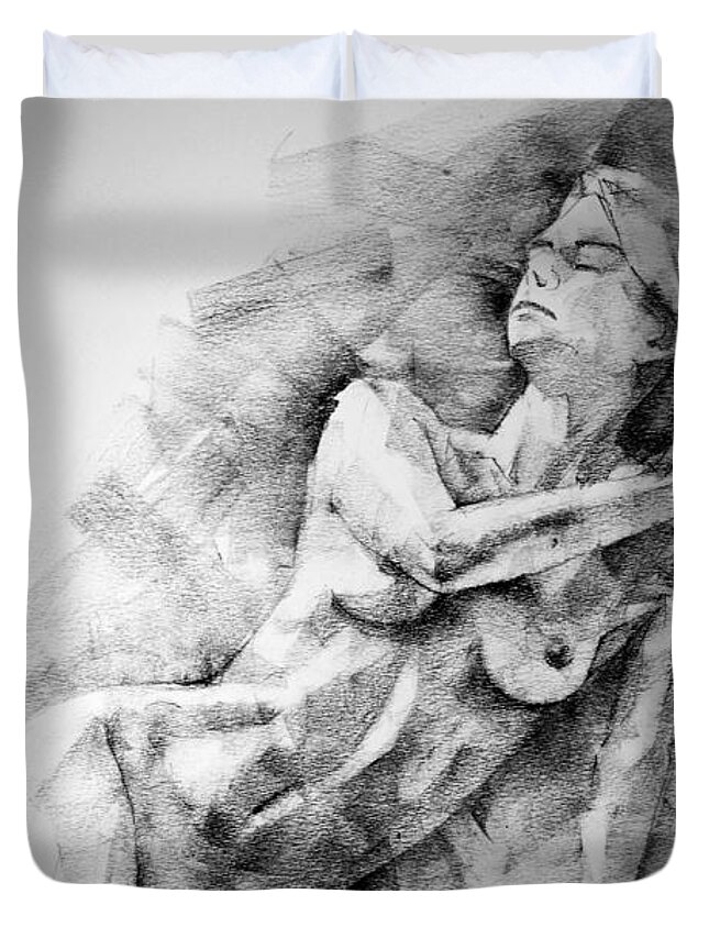 Erotic Duvet Cover featuring the drawing Erotic SketchBook Page 2 by Dimitar Hristov