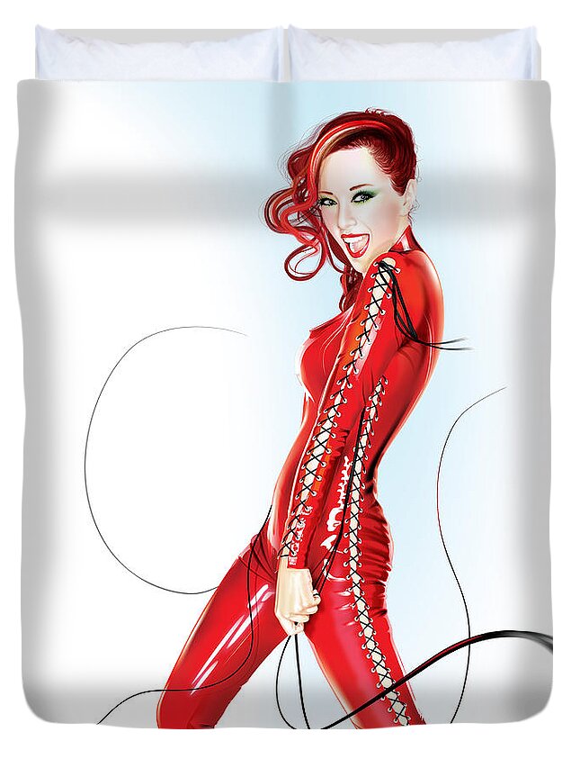 Pin-up Duvet Cover featuring the digital art Pin-up 1 closeup by Brian Gibbs