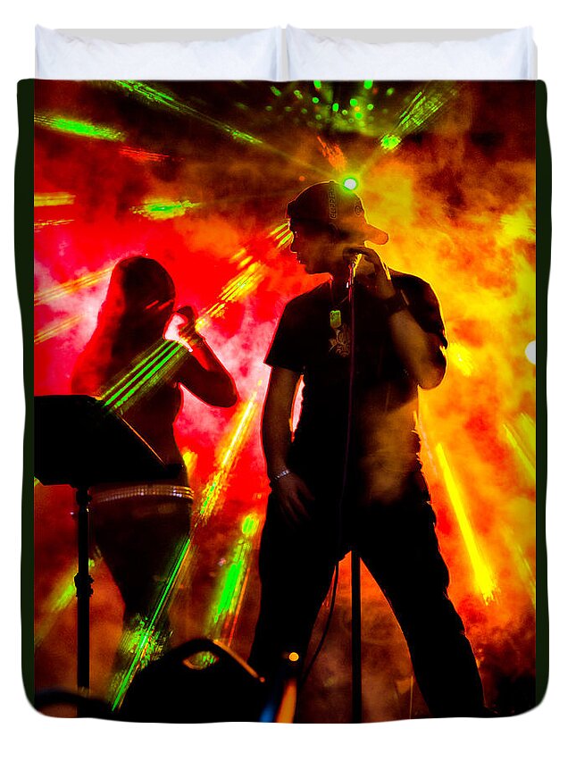 Band Duvet Cover featuring the photograph Explosion by Christopher Holmes