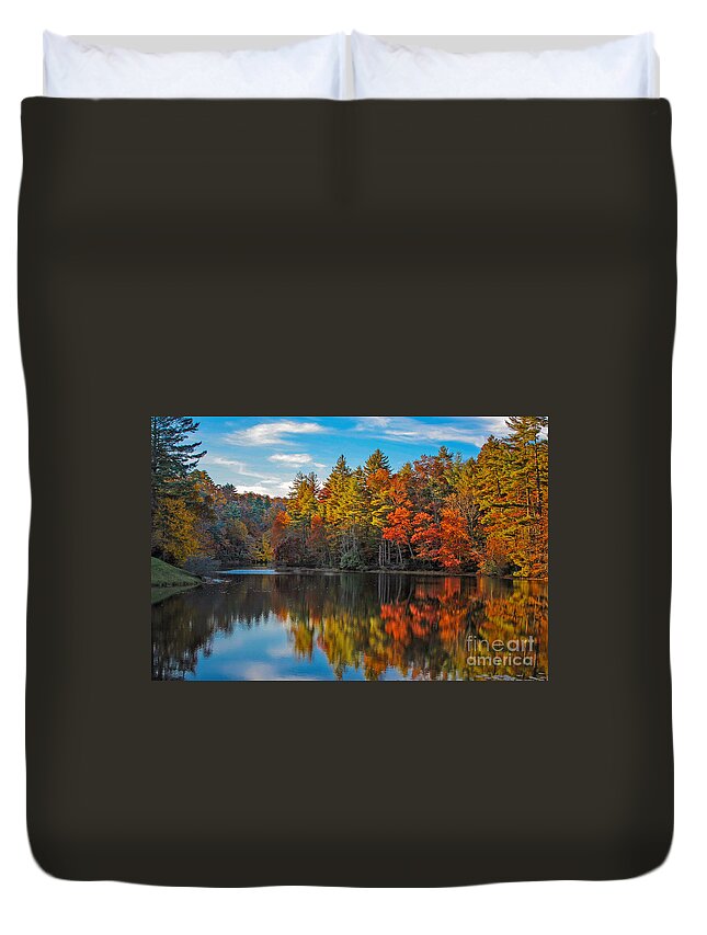 Foliage Duvet Cover featuring the photograph Fall Reflection by Ronald Lutz