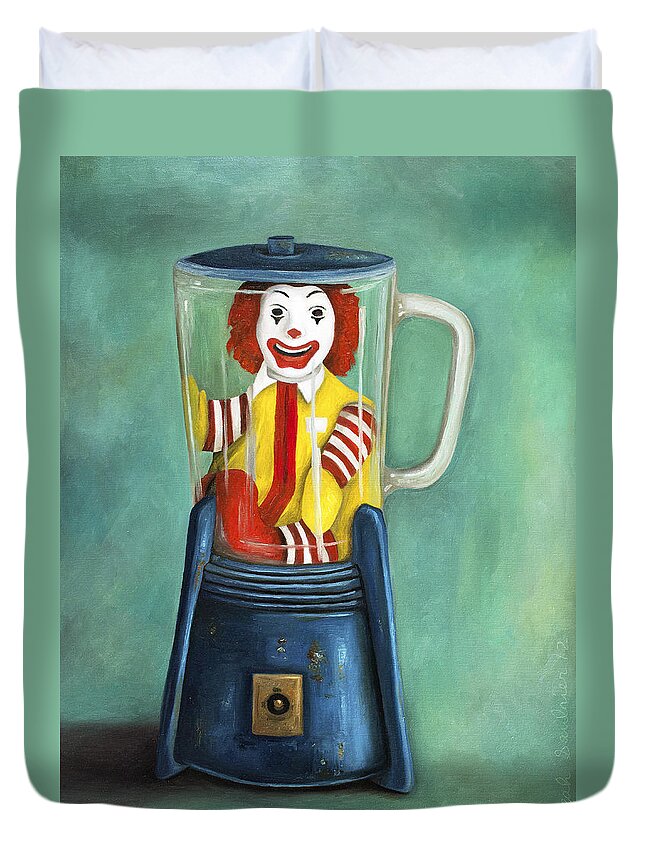 Mcdonald's Duvet Cover featuring the painting Fast Food Nightmare 2 The Happy Meal by Leah Saulnier The Painting Maniac