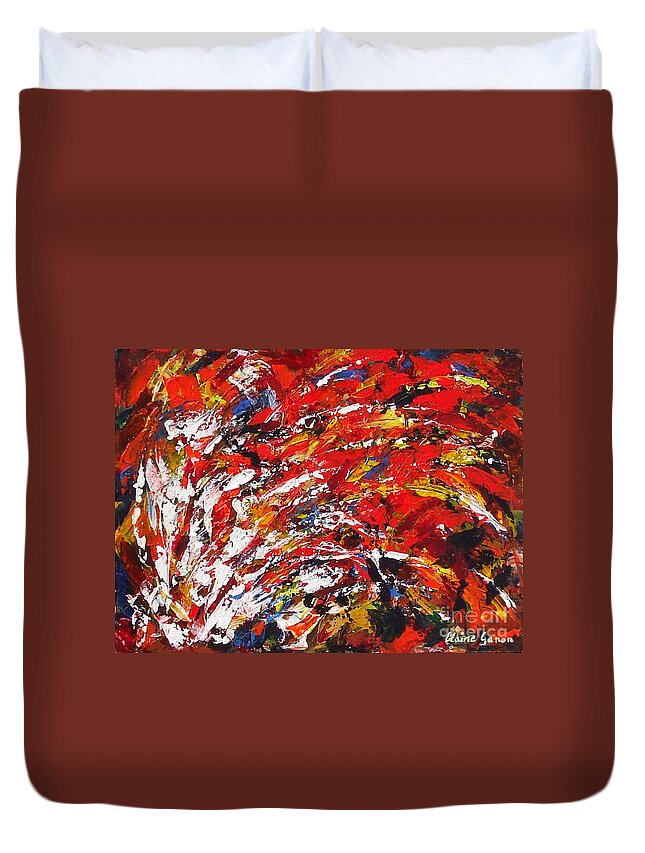 Abstract Duvet Cover featuring the painting Feathers by Claire Gagnon