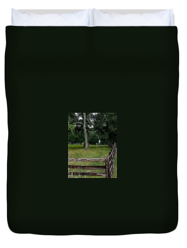 Fence Duvet Cover featuring the photograph Fenced In Field by Ericamaxine Price