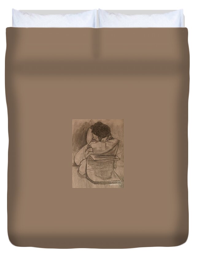  Duvet Cover featuring the drawing Figure 2 by Samantha Lusby