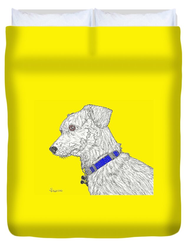 Chihuahua Duvet Cover featuring the digital art Finn in color by Salvadore Delvisco