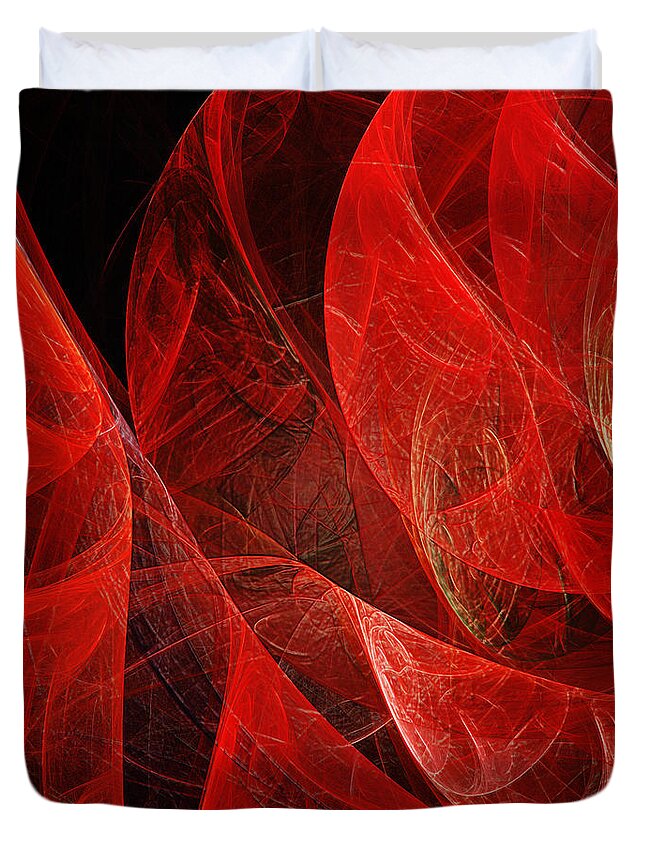 Fractal Duvet Cover featuring the Flickering Flaming Fractal by Andee Design