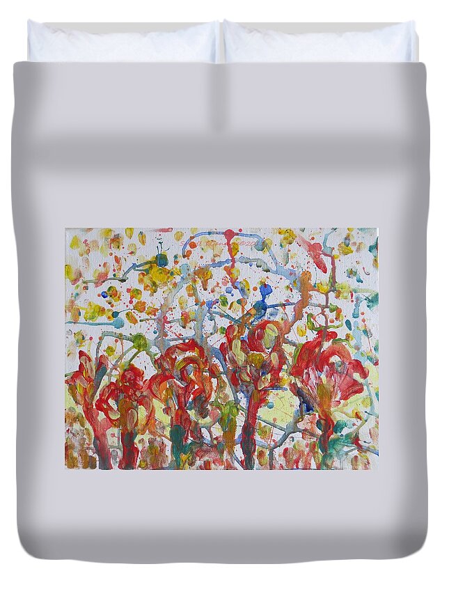 Flowers In A Line Duvet Cover featuring the painting Floral feel by Sonali Gangane
