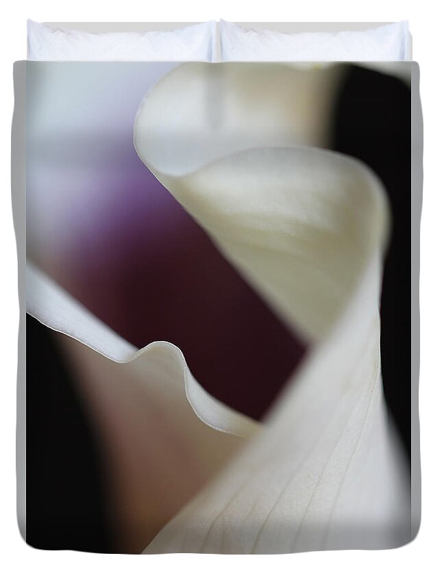 White Duvet Cover featuring the photograph Floral Forms of a Calla Lily by Juergen Roth