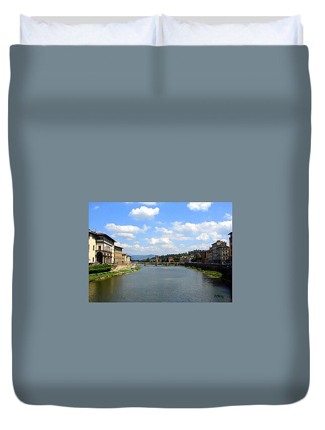 Italy Duvet Cover featuring the photograph Florence Arno River by Patrick Witz