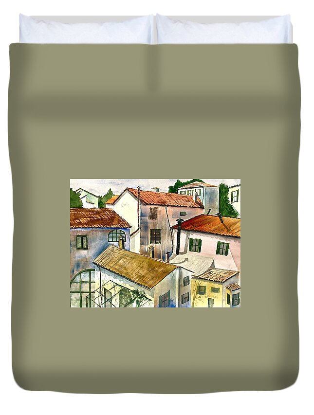 Florence Duvet Cover featuring the painting Florentina Sonetina by Frank SantAgata