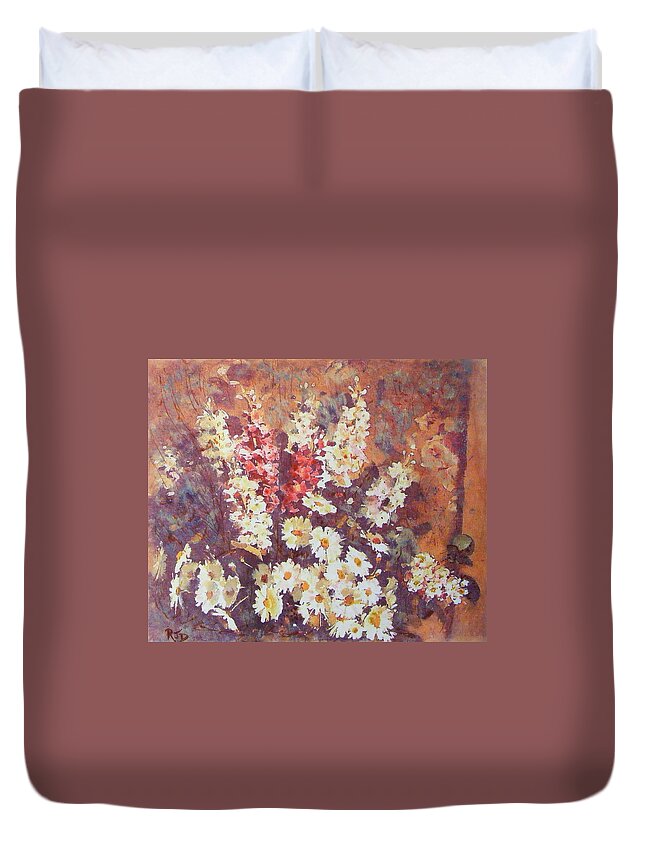 Flower Duvet Cover featuring the painting Flower Profusion by Richard James Digance