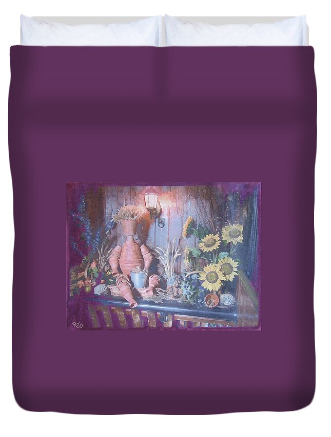 Flowers Duvet Cover featuring the painting Flowerpotman by Richard James Digance