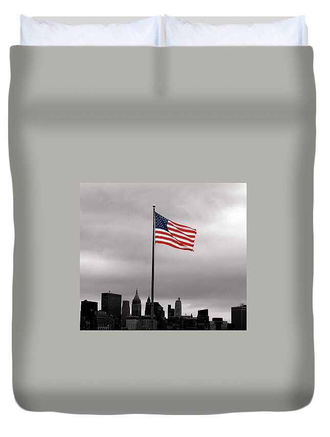 American Flag Duvet Cover featuring the photograph Flying the Red White and Blue by La Dolce Vita