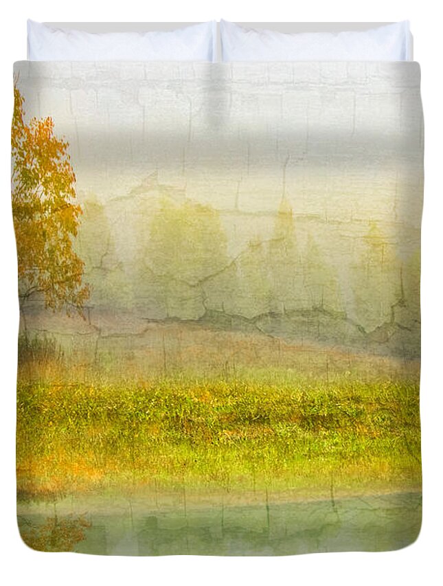 Appalachia Duvet Cover featuring the photograph Foggy Meadow by Debra and Dave Vanderlaan