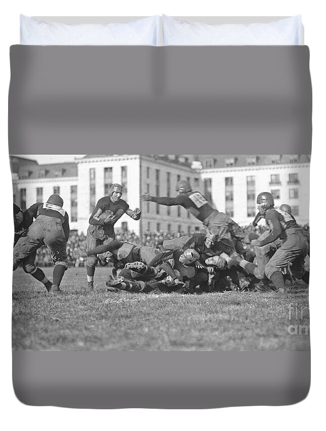 Football Play 1920 Duvet Cover featuring the photograph Football Play 1920 by Padre Art