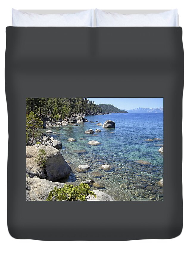 Lake Tahoe Duvet Cover featuring the photograph Forested Shores Of Lake Tahoe by Frank Wilson