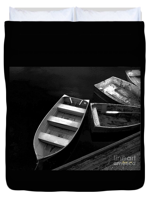 : Duvet Cover featuring the digital art Four Dinghies by Dale  Ford