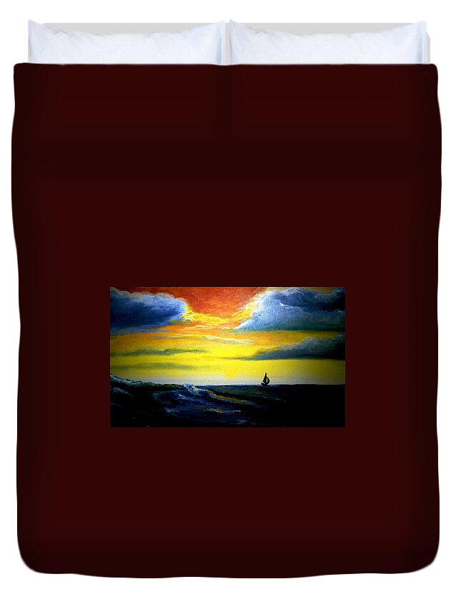 Landscape Duvet Cover featuring the painting Freedom by Glory Fraulein Wolfe