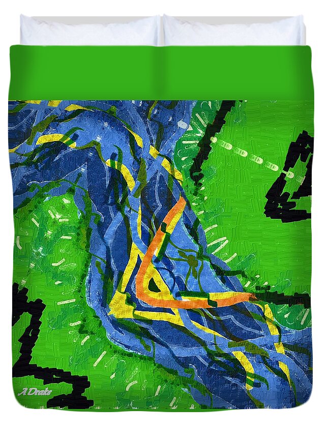 River Duvet Cover featuring the digital art Freedom River by Alec Drake