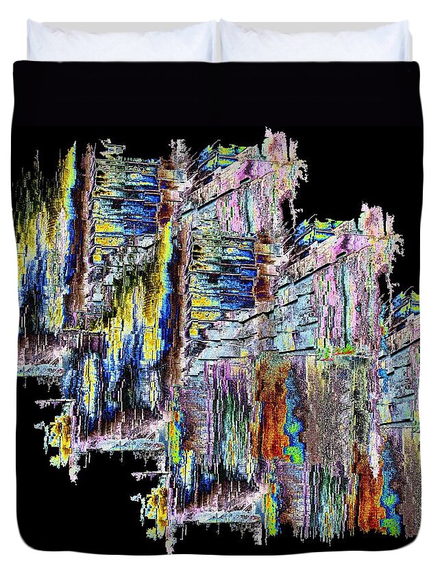 Abstract Duvet Cover featuring the digital art Freeway Park Unleashed by Tim Allen