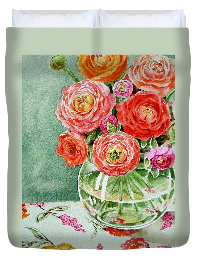 Flowers Duvet Cover featuring the painting Fresh Cut Flowers by Irina Sztukowski