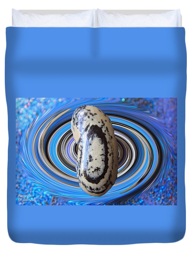 Galaxy Duvet Cover featuring the photograph Pebble in the Galaxy by Augusta Stylianou