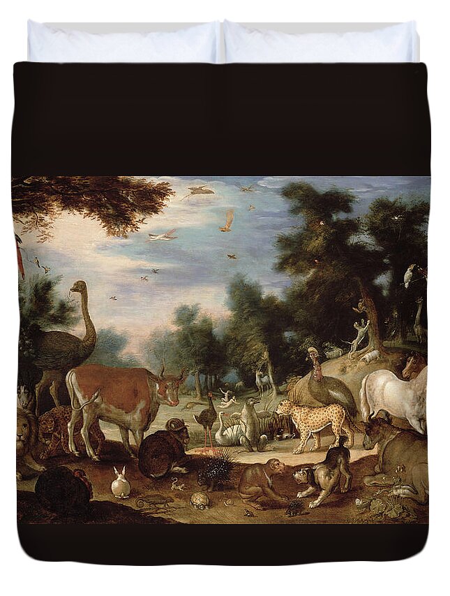 Garden Duvet Cover featuring the painting Garden of Eden by Jacob Bouttats