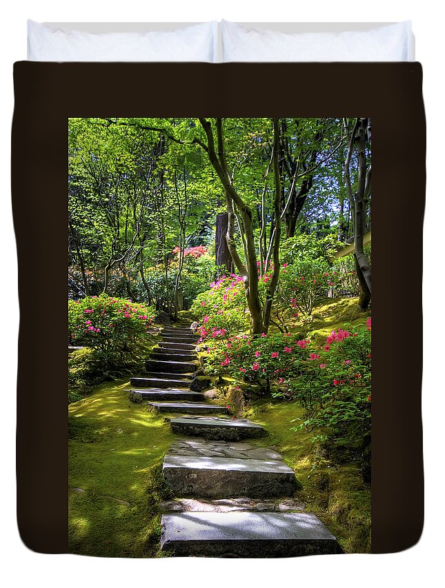 Hdr Duvet Cover featuring the photograph Garden Path by Brad Granger