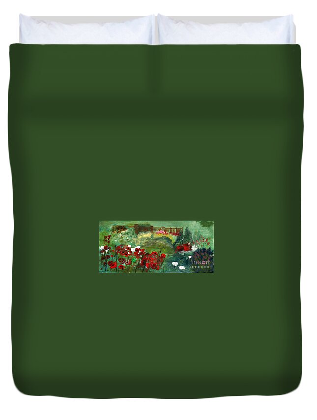 Paintings Duvet Cover featuring the painting Garden View by Julie Lueders 