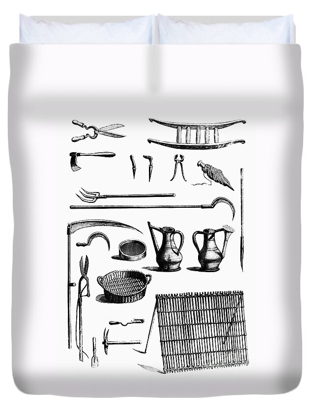 18th Century Duvet Cover featuring the photograph Gardening Tools by Granger