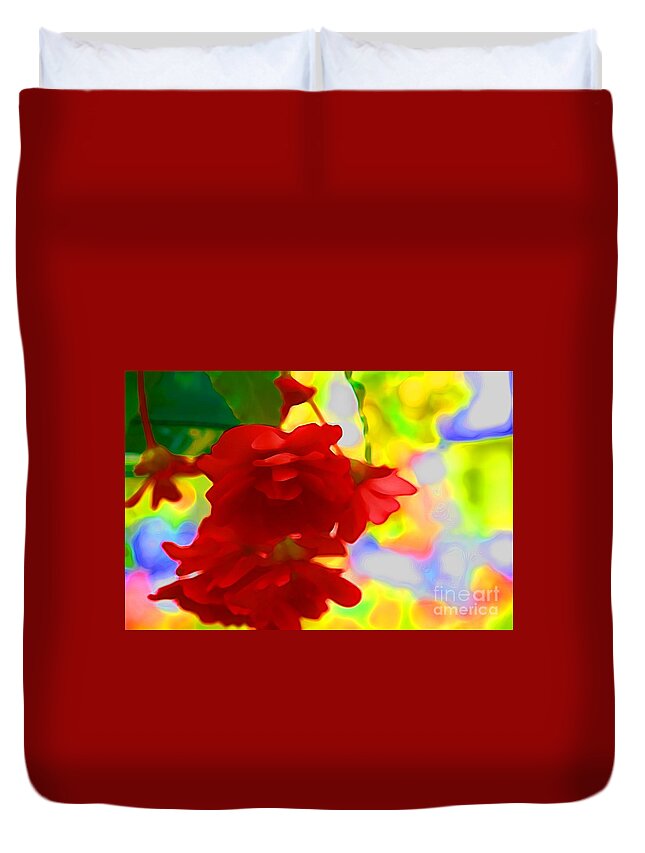 Red Flowers Duvet Cover featuring the photograph Garish by Julie Lueders 