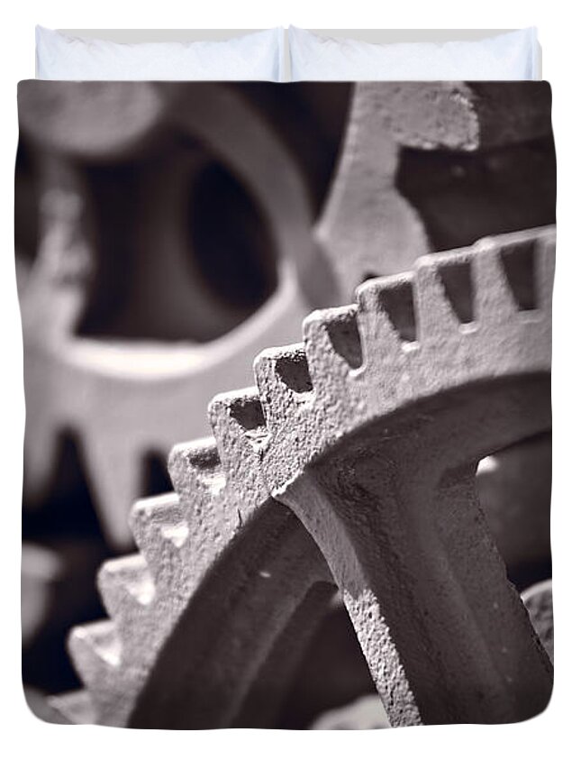 Gear Duvet Cover featuring the photograph Gears Number 3 by Steve Gadomski