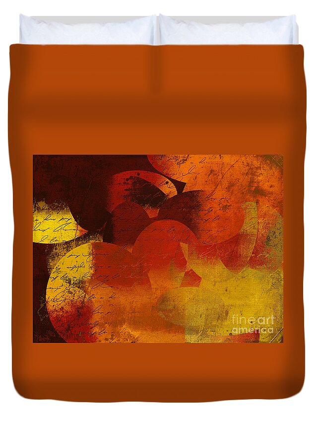 Orange Duvet Cover featuring the digital art Geomix 05 - 02at02b by Variance Collections