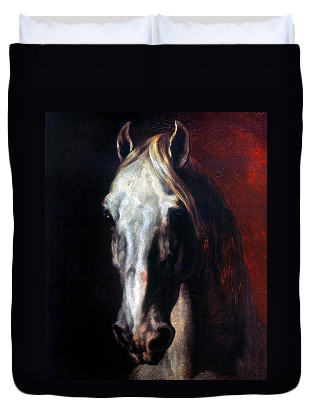 1810 Duvet Cover featuring the photograph Gericault: White Horse by Granger