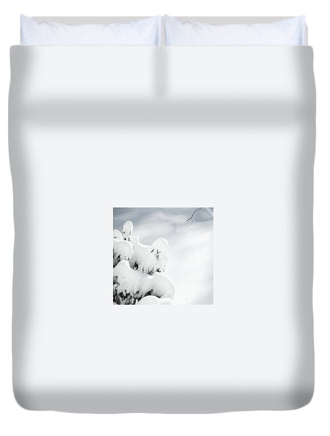 Winter Duvet Cover featuring the photograph Ghostly Snow Covered Bush by Pamela Hyde Wilson