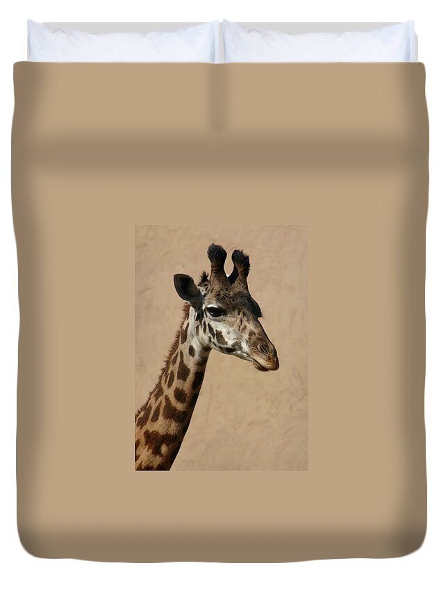 Giraffe Duvet Cover featuring the photograph Giraffe by Kelly Hazel