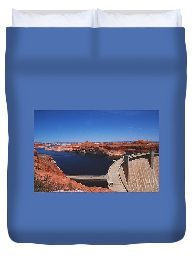 Glen Canyon Duvet Cover featuring the photograph Glen Canyon Dam at Lake Powell by Page Arizona by Susanne Van Hulst