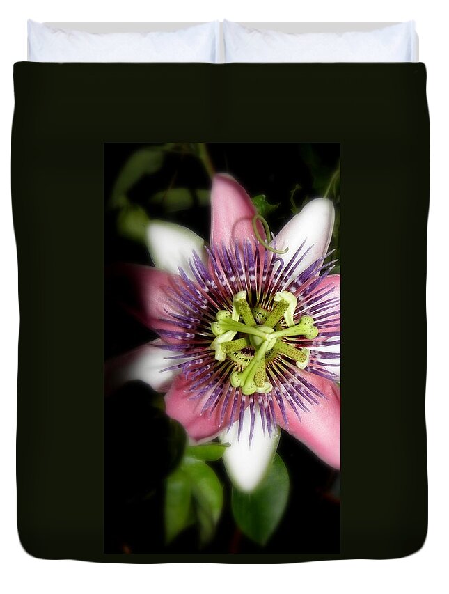 Passion Flower Duvet Cover featuring the photograph Glowing In Passion by Kim Galluzzo